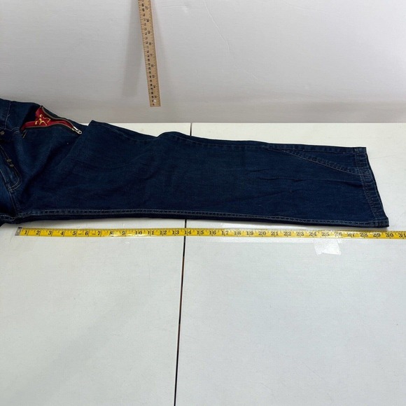 Vintage Y2K Red Ape Baggy Jeans 30x30 Dark Blue Grunge Gothic Cyber Embroidered - Picture 11 of 14